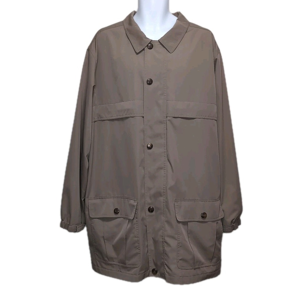 LL Bean Traveler Jacket Mens LT Large Tall Brown Lightweight Field 6 Pocket READ - Picture 2 of 15